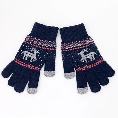 Christmas Patterned Jacquard Knitted Gloves - HatnGloves.com