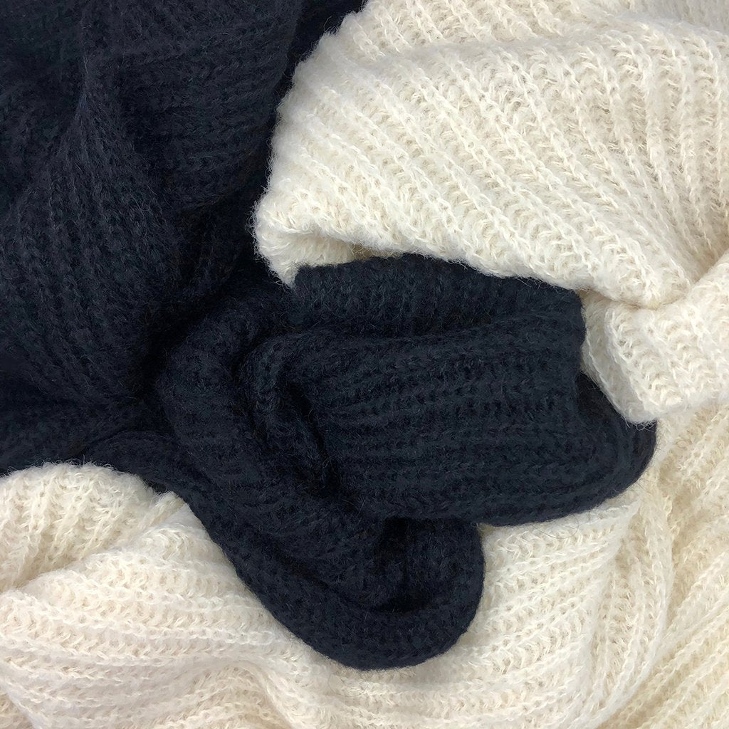 Chunky Black Knit Alpaca Scarf - HatnGloves.com