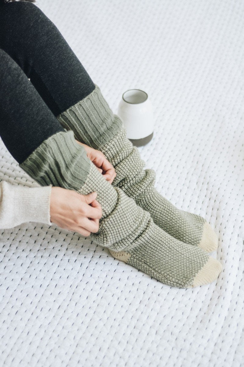 Cozy Ribbed Knit Lounge Socks - HatnGloves.com