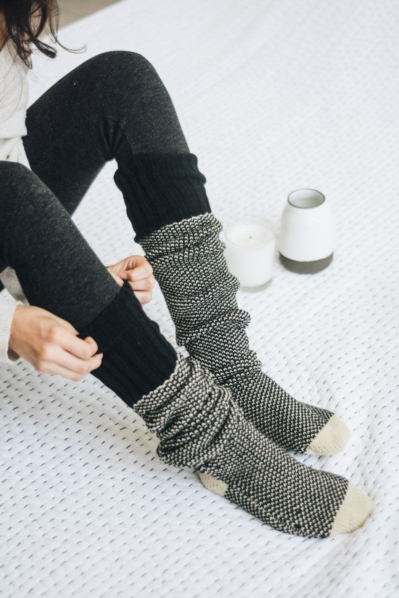 Cozy Ribbed Knit Lounge Socks - HatnGloves.com