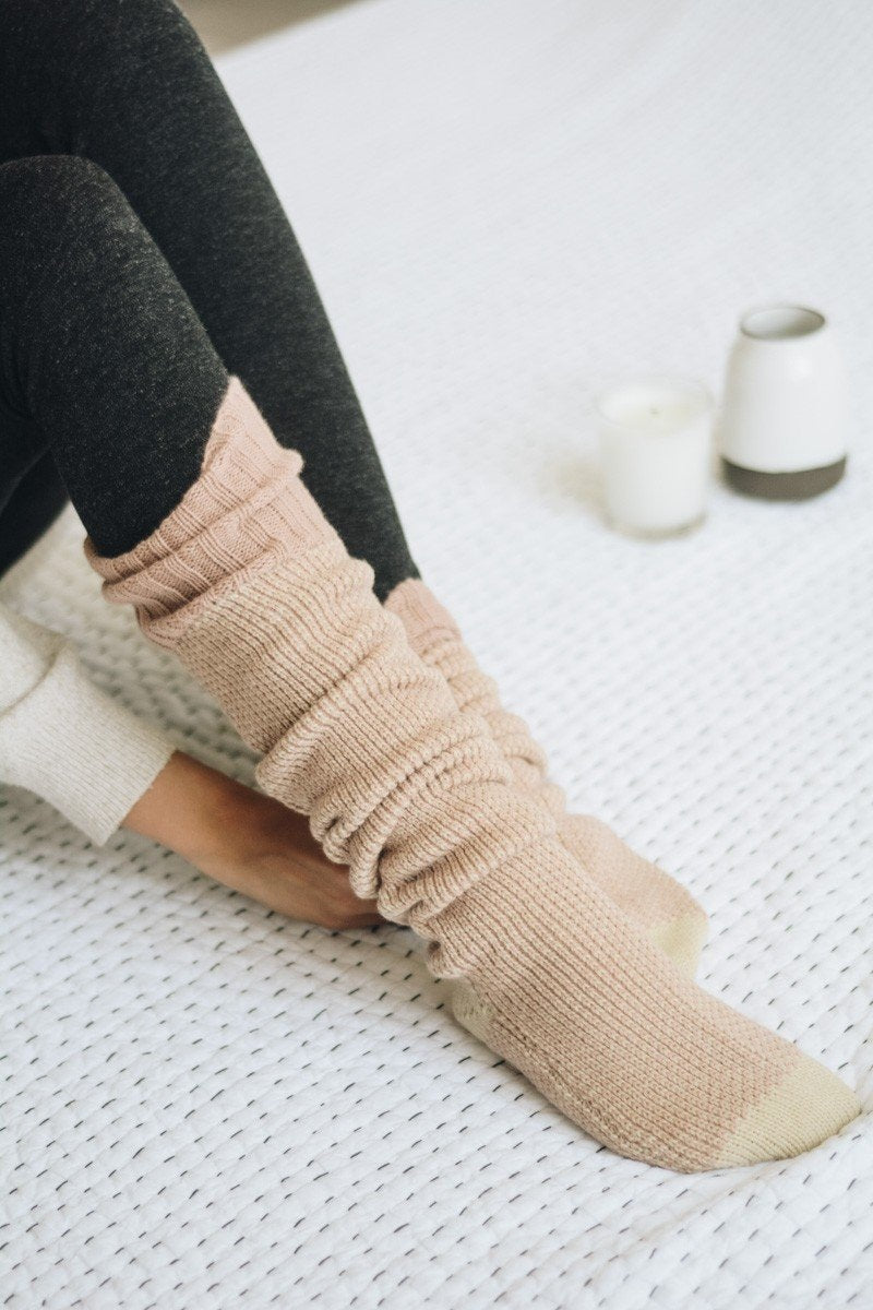 Cozy Ribbed Knit Lounge Socks - HatnGloves.com