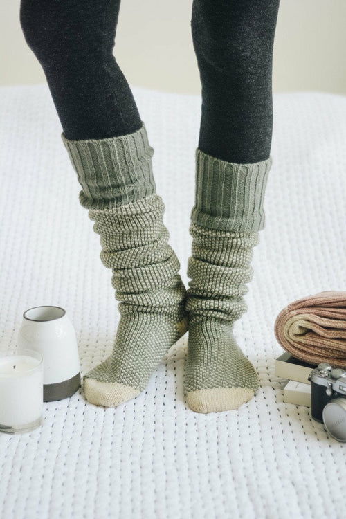 Cozy Ribbed Knit Lounge Socks - HatnGloves.com