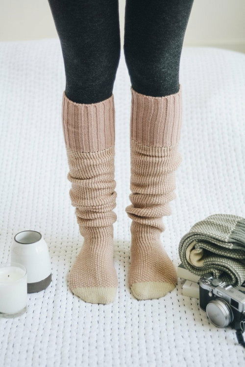 Cozy Ribbed Knit Lounge Socks - HatnGloves.com