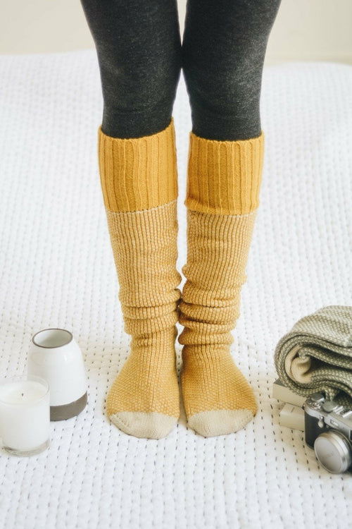 Cozy Ribbed Knit Lounge Socks - HatnGloves.com