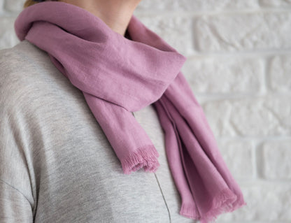 Deep Rose Linen Scarf - HatnGloves.com