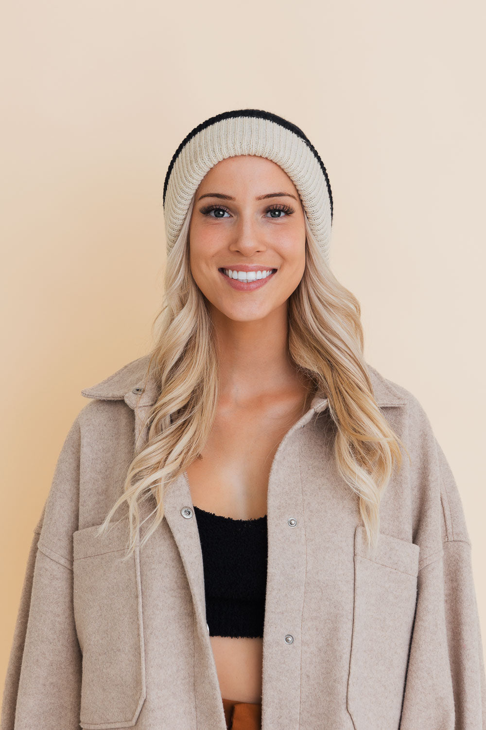 Essential Harmony Two-Tone Knit Beanie - HatnGloves.com