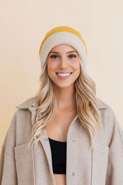 Essential Harmony Two-Tone Knit Beanie - HatnGloves.com