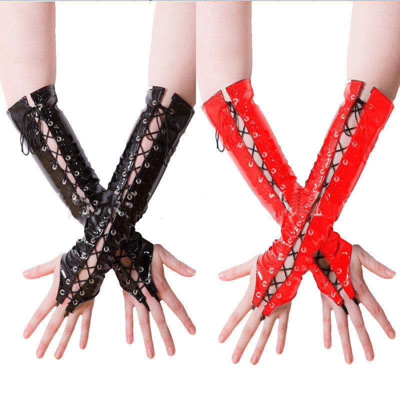 Faux Leather Long Sexy Gloves - HatnGloves.com