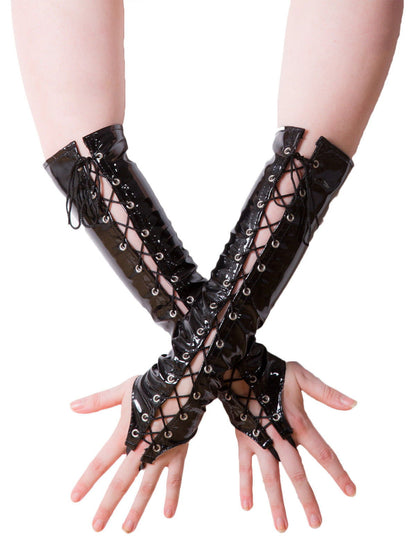 Faux Leather Long Sexy Gloves - HatnGloves.com