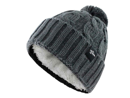 Warmest Plush Insulated Cuff Knit Pom Women Winter Beanie Hat Warm