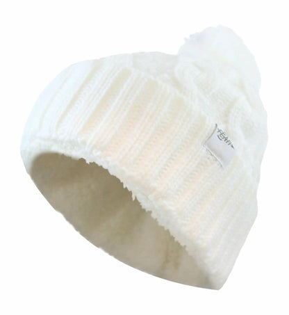 Warmest Plush Insulated Cuff Knit Pom Women Winter Beanie Hat Warm