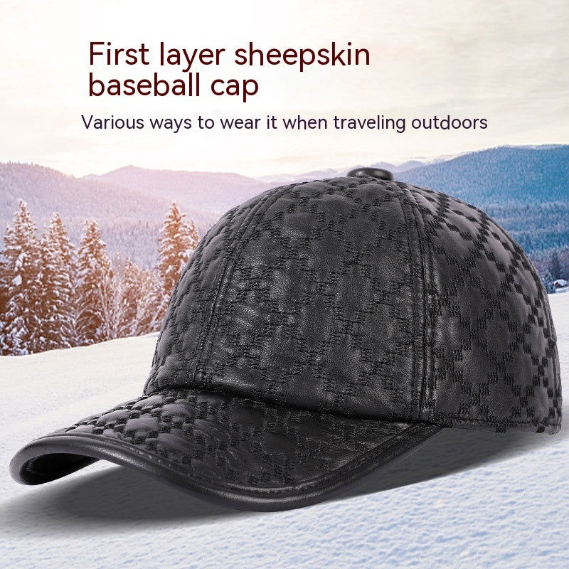 Full-Grain Sheepskin Leather Baseball Cap - HatnGloves.com