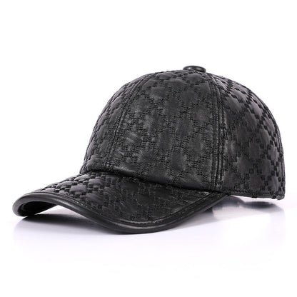 Full-Grain Sheepskin Leather Baseball Cap - HatnGloves.com