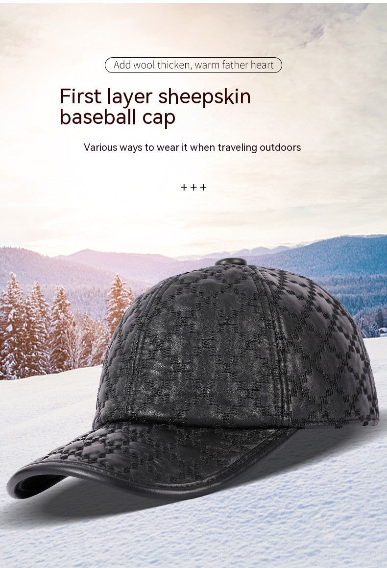 Full-Grain Sheepskin Leather Baseball Cap - HatnGloves.com