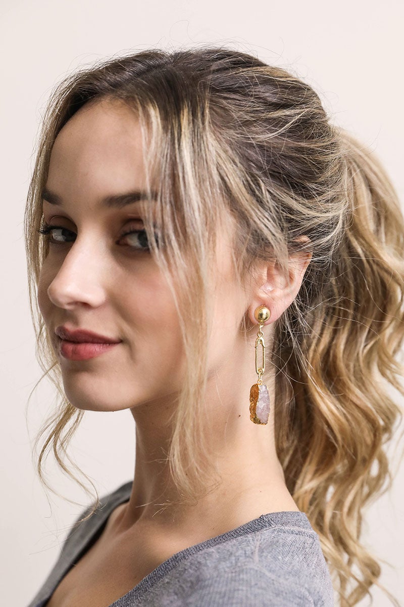 Gem Stone Fashion Earrings - HatnGloves.com