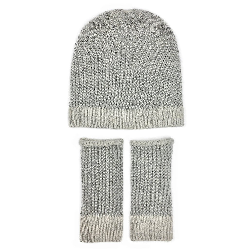 Gray Interwoven Alpaca Beanie - HatnGloves.com