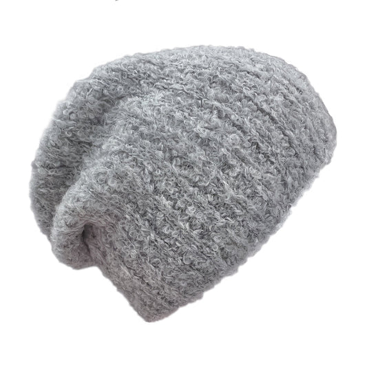 Gray Loop Knit Alpaca Beanie - HatnGloves.com