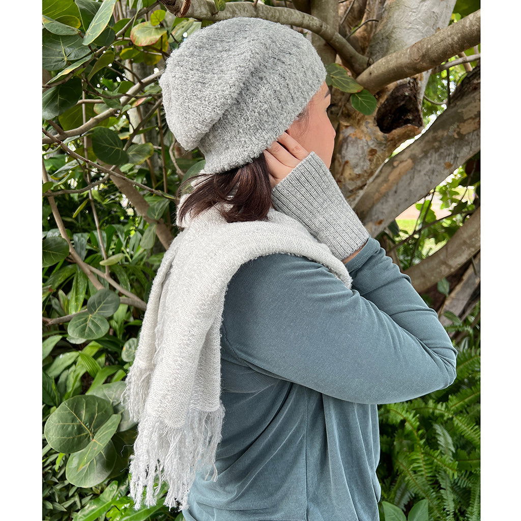 Gray Loop Knit Alpaca Beanie - HatnGloves.com