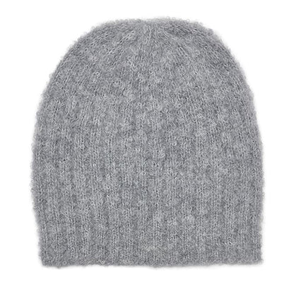 Gray Loop Knit Alpaca Beanie - HatnGloves.com