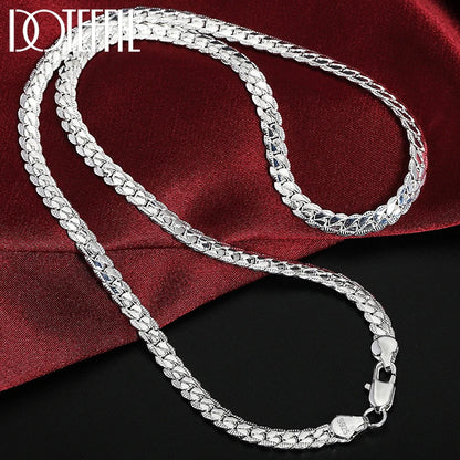 DOTEFFIL 925 Sterling Silver 8/16/18/20/22/24 Inch 6mm Side Chain