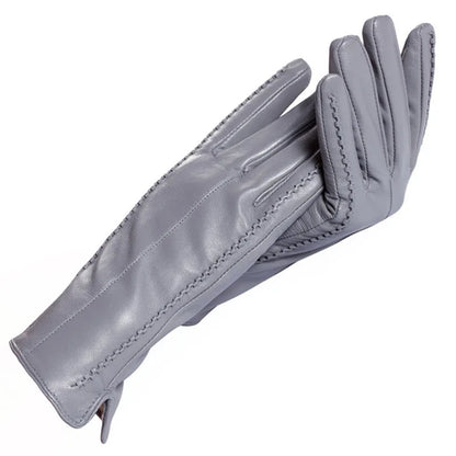 White leather women's gloves, Genuine Leather, cotton lining warm