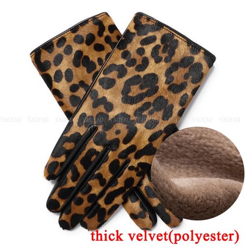 YY5388 Novelty Women Leopard Print Genuine Leather Gloves Ladies Short