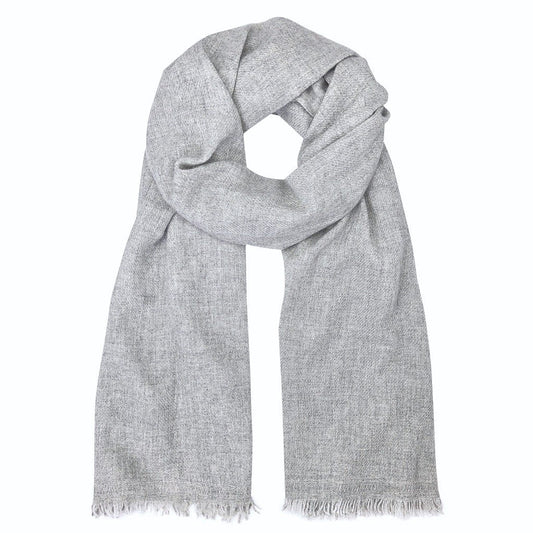 Heathered Gray Handloom Cashmere Scarf - HatnGloves.com