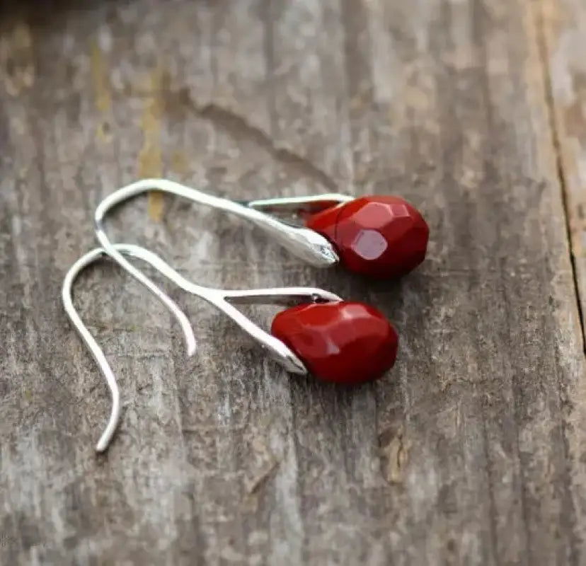 Jasper Drop Earrings Red - HatnGloves.com