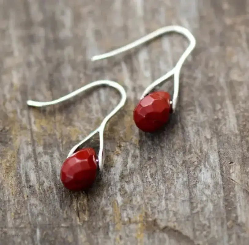 Jasper Drop Earrings Red - HatnGloves.com