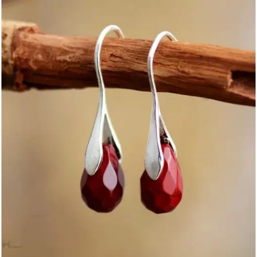 Jasper Drop Earrings Red - HatnGloves.com