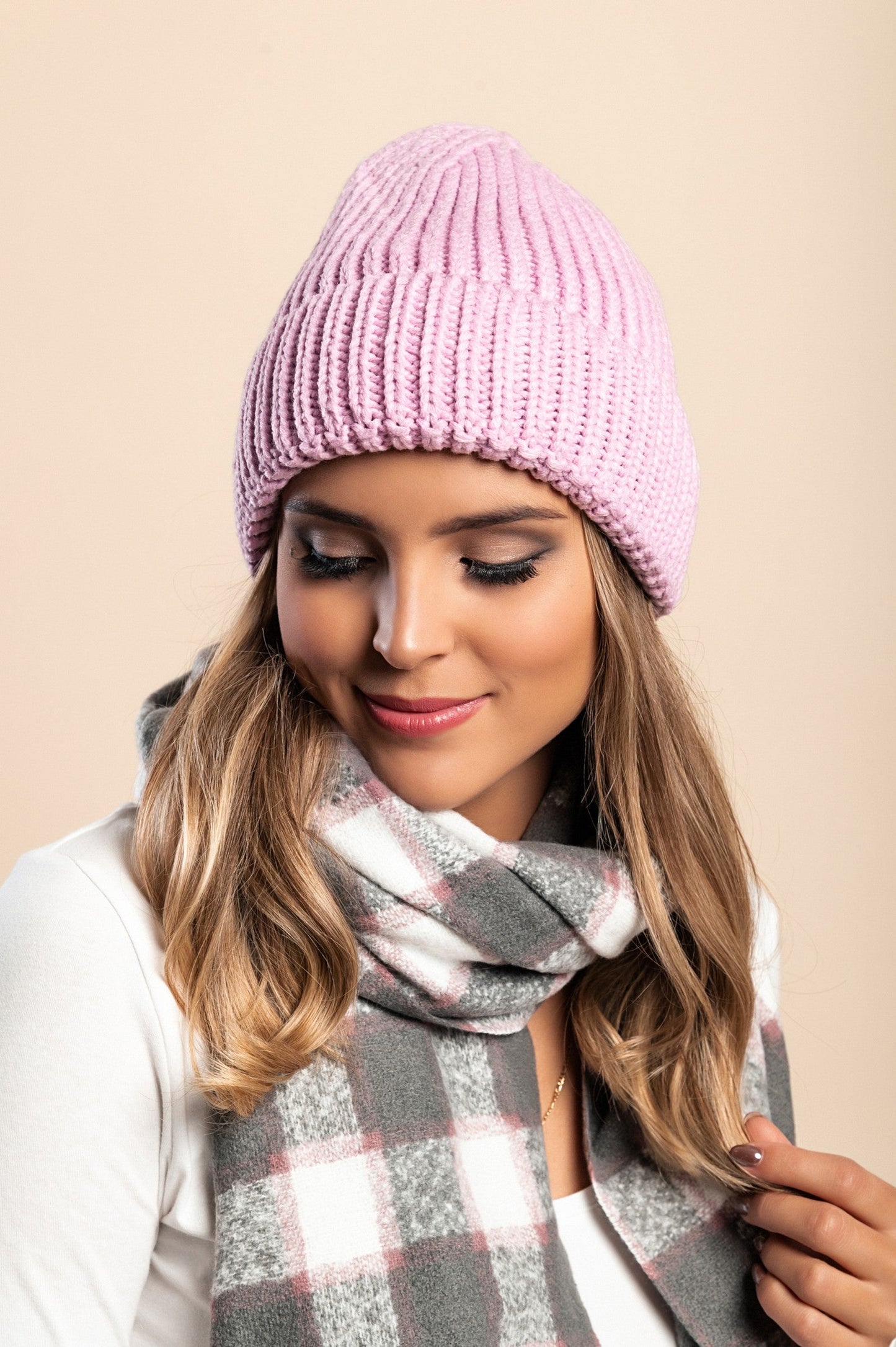 Knitted Hat, Light Pink - HatnGloves.com