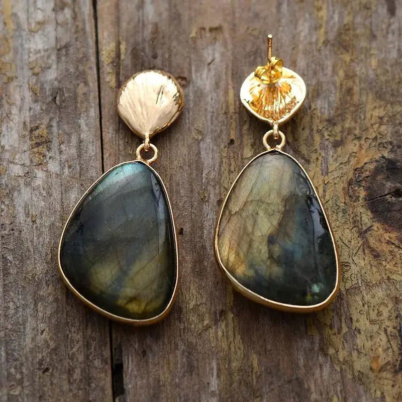 Labradorite Drop Earrings - HatnGloves.com