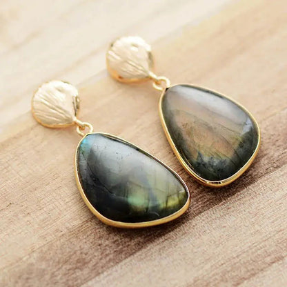 Labradorite Drop Earrings - HatnGloves.com