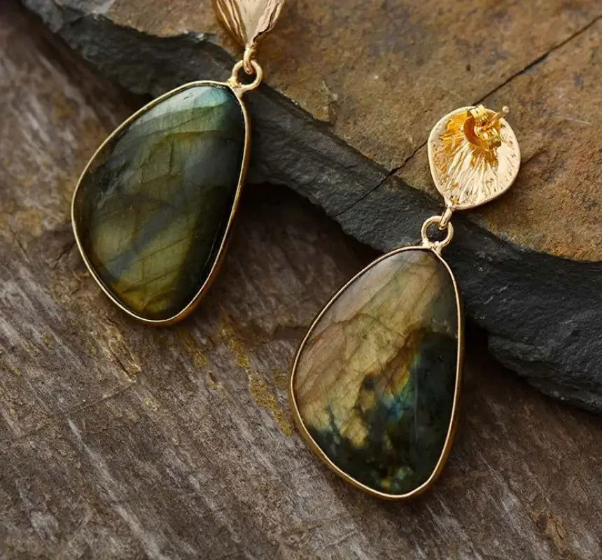 Labradorite Drop Earrings - HatnGloves.com