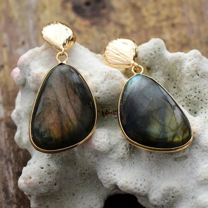 Labradorite Drop Earrings - HatnGloves.com