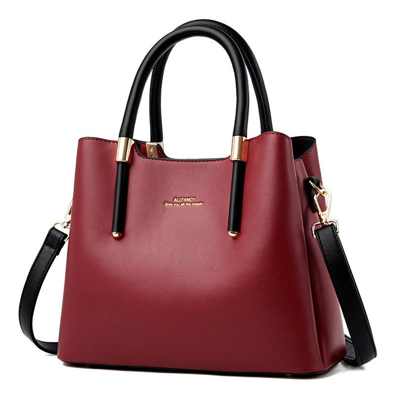 Ladies Leather Shoulder Strap Handbag - HatnGloves.com