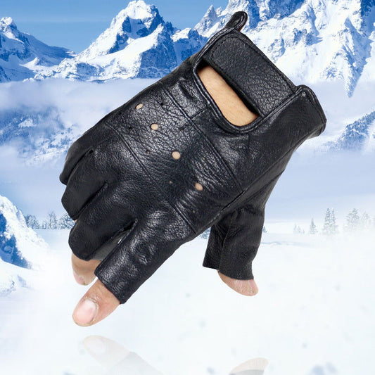 Leather gloves half finger - HatnGloves.com