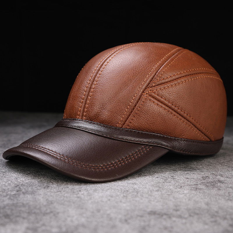 Men's Leather Baseball Cap - HatnGloves.com