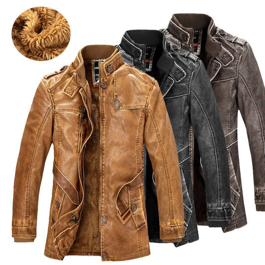 Men's Leather Trench Coat - HatnGloves.com