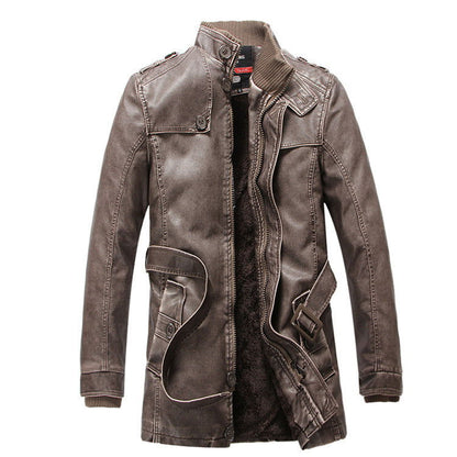 Men's Leather Trench Coat - HatnGloves.com