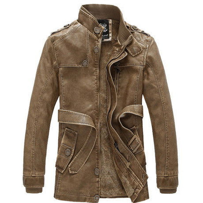 Men's Leather Trench Coat - HatnGloves.com