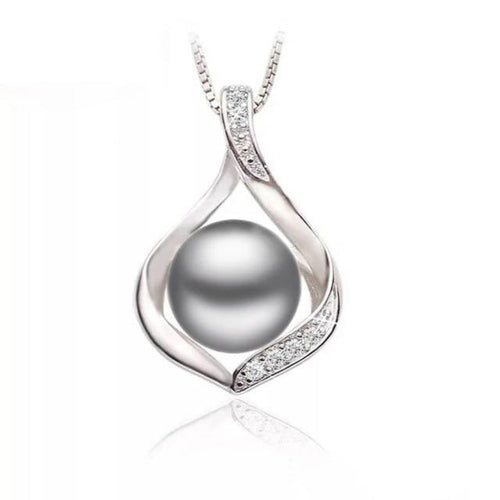 Genuine Freshwater Pearl & Simulated Diamond Teardrop Necklace