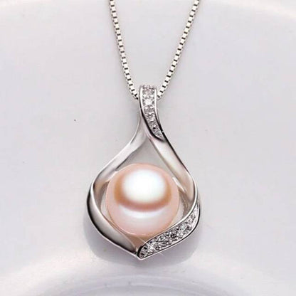 Genuine Freshwater Pearl & Simulated Diamond Teardrop Necklace