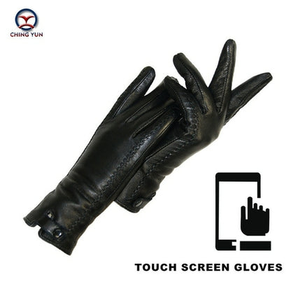 Women's Gloves Genuine Leather Winter Warm Fluff Woman Soft Female