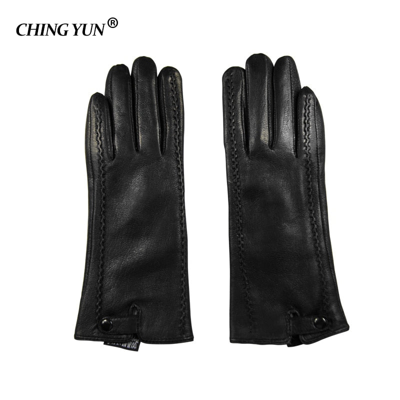 Women's Gloves Genuine Leather Winter Warm Fluff Woman Soft Female