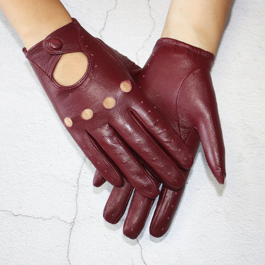 Women sheepskin gloves women leather thin single layer unlined