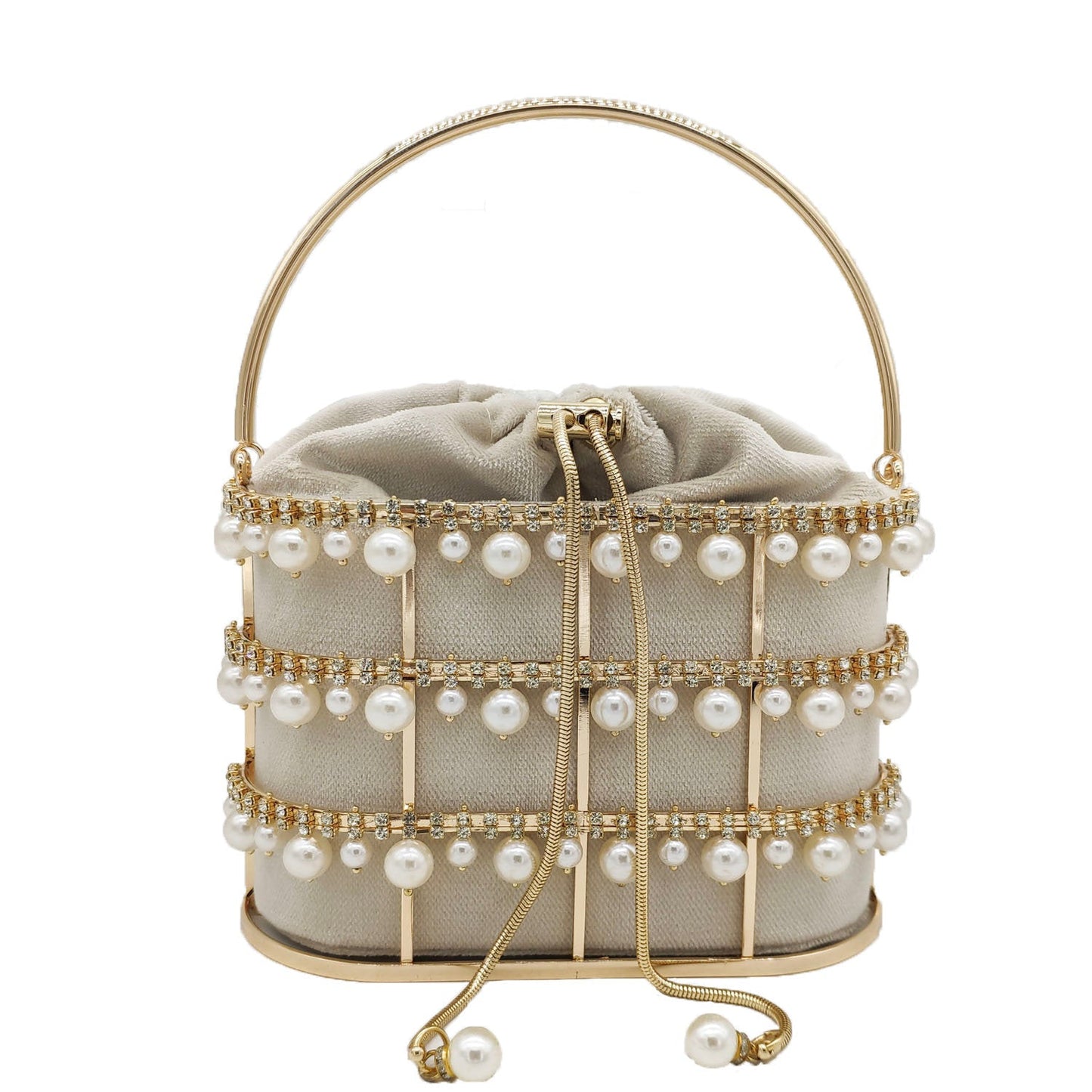 Pearl Rhinestone Bucket Bag - HatnGloves.com