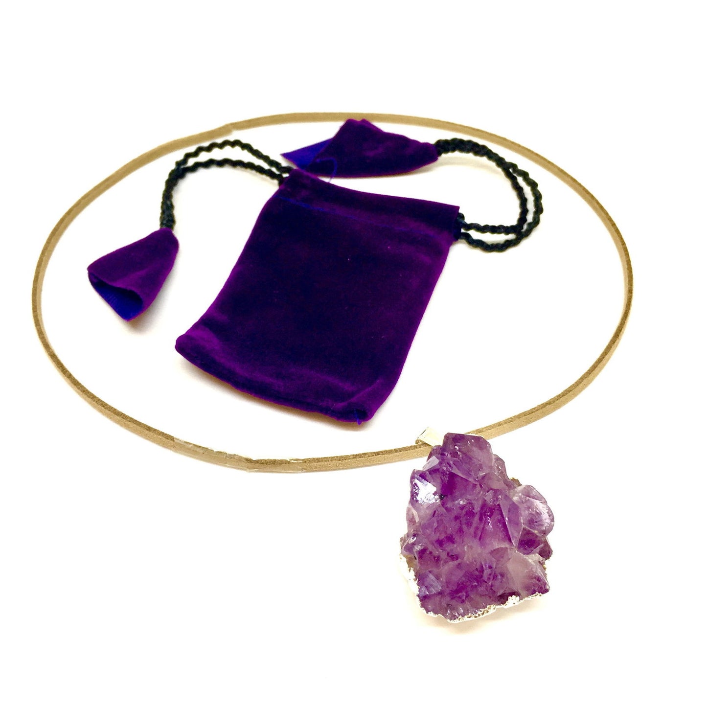 Purple Amethyst Cluster Pendant - HatnGloves.com