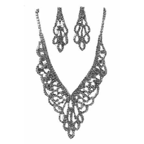 RHINESTONE ACCENT  STATEMENT NECKLACE SET - HatnGloves.com