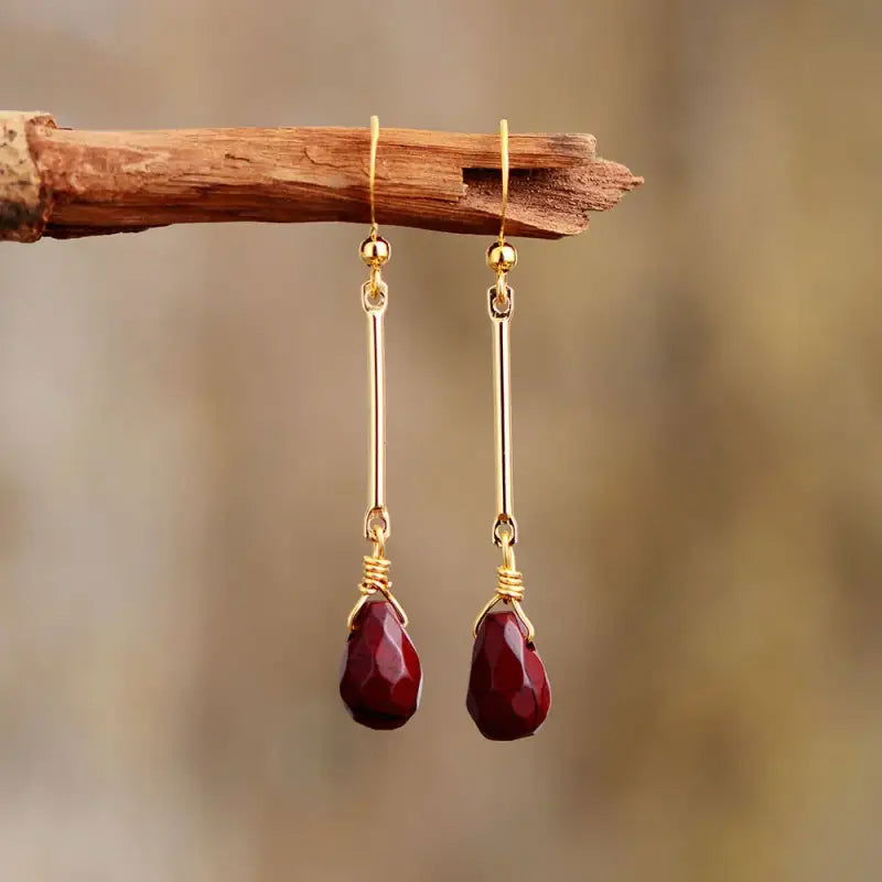 Red Jasper Dangle Earrings - HatnGloves.com